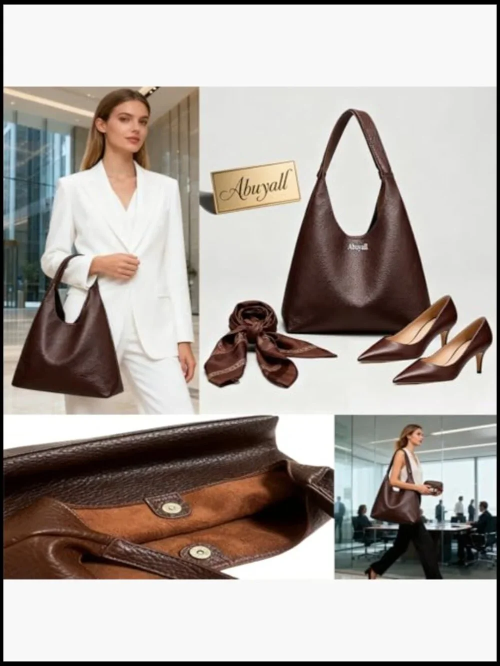 Large Foldable Vegan Leather Slouchy Hobo Shoulder Purse Work Tote